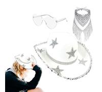 Lot de 3 chapeaux de cowboy disco en forme de cœur avec lunettes de soleil - Costume d'Halloween, accessoires de cosplay pour homme et femme