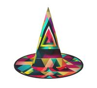 Lot de 3 chapeaux de sorcière d'Halloween - Motif triangle coloré - Pour fête, déguisement, bal masqué