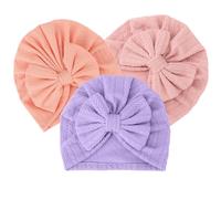 Lot de 3 chapeaux pour nouveau-né, bandanas doux et élastiques pour bébé avec nœuds papillon, jolis chapeaux extensibles pour tout-petits, bonnets pour bébés garçons et filles