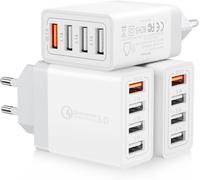 Lot De 3 Chargeur Usb, 33w Prise Usb Multiple 4 Ports Prise Chargeur Rapide Multiprise Adaptateur Secteur Pour Iphone 14 13 12 11 Pro Max X Xs Xr 8 7, Ipad, Samsung Galaxy A55 A33 [Php52508221]