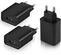 Lot de 3 Chargeurs USB 5 V 2 A Rapide Adaptateur Secteur Universel pour Smartphone, Tablette, Montre Connect¿¿e, ?couteurs, Routeur WiFi, Lampe LED - Charge S¿¿curis¿¿e et Stable 100-240 V (Noir)