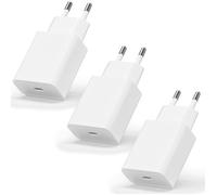Lot de 3 Chargeurs USB C 25W Compact, Rapide et Sécurisé pour iPhone, iPad, Samsung, Android, Prise secteur EU, Blanc