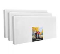 Lot de 3 châssis de 50 x 110 cm - Toile blanche en polyester à peindre, prête à l'emploi, convient pour les peintures acryliques ou les peintures textiles, fournitures de projet de bricolage pour