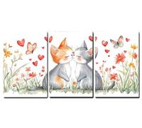 Lot de 3 Chat Tableau Décoration Murale Affiche Décoration Chambre Impression sur Toile Amour Peintures sur Toile Décor Murale pour Chambre Maison Suspendu Art Décor,Cadeau Femme,30x45cmx3pcs,-f569b
