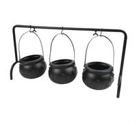 Lot de 3 chaudrons de sorcière d'Halloween avec bols à bonbons et support pour présentation de friandises et décoration effrayante