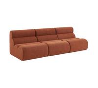 Lot de 3 chauffeuses bouclette texturée terracotta 1 place - L 81 x P 99 x H 75cm - Nova