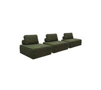 | Lot de 3 chauffeuses pour canapé modulable tissu bouclette kaki 1 place Bao L 90 x P 90 x H 74cm