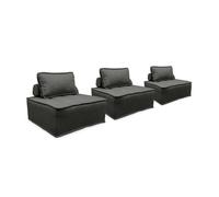 sweeek - Lot de 3 chauffeuses pour canapé modulables Tissu capitonné Gris avec 1 Coussin