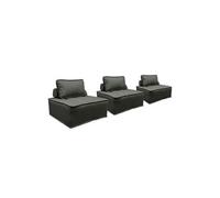 sweeek - Lot de 3 chauffeuses pour canapé modulables Tissu capitonné Gris avec 1 Coussin