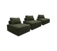 Lot de 3 chauffeuses pour canapé modulables velours côtelé vert foncé avec un coussin