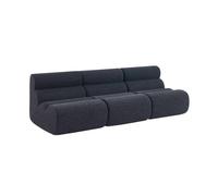 Lot de 3 chauffeuses tissu effet alpaca bleu foncé 1 place - L 81 x P 99 x H 75cm - Nova