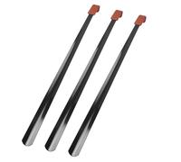 lot de 3 chausse-pieds de 80cm en acier inoxydable avec poignée en similicuir, chausse-pied extra long en noir, chausse-pied en métal, modèle stable, chausse-pied métallique stylé
