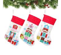 Lot de 3 chaussettes de Noël Casse-noisette - Décoration de vacances - Sacs cadeaux - Pour bonbons, collations, desserts, fêtes, salles de classe, maison, école, cheminée, sims