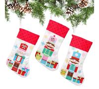 Lot de 3 chaussettes de Noël - Décoration festive - Décoration de Noël - Casse-noisette - Pour bonbons, collations, desserts, fêtes, salles de classe, maison, école, cheminée, sims