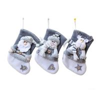 Lot de 3 chaussettes de Noël en velours avec boucle de suspension - Design spacieux pour une réutilisation année après année - Traditions familiales