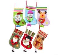 Lot de 3 chaussettes de Noël Père Noël, bonhomme de neige, renne, décorations de vacances avec boucles de suspension pour cheminée, arbre - Décoration murale - 25 x 13 cm (1 ensemble)