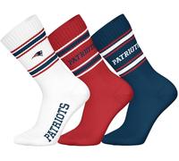 Lot de 3 chaussettes d'équipage NFL New England Patriots