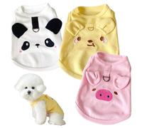 Lot de 3 Chemises pour Petit Chien avec Anneau en D, vêtements Doux et Respirants pour Chien avec Motif Cochon, Ours et Panda, débardeur sans Manches pour Animal Domestique M 2, 3 à, kg - T-Shirt