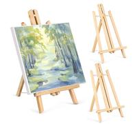 Lot de 3 chevalets en bois - 30 cm de haut - Support en toile - Triangle pliable et réglable en hauteur - Chevalet de table pour peinture, croquis, mariage, exposition