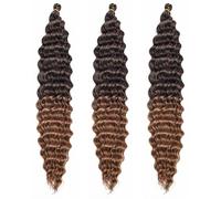 Lot de 3 cheveux bohèmes à tresser ondulés de 61 cm, brillants, doux pour la peau, doux pour la peau, pour femmes et filles, sans trame, sans enchevêtrements