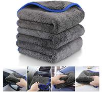 Lot de 3 Chiffons en Microfibre professionnels 1200 GSM - Ultra Absorbants et Ménageant la Peinture Grâce à une Microfibre Douce - Chiffon de Polissage Idéal pour le Nettoyage de Voiture et Moto