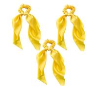 Lot de 3 chouchous avec nœud jaune en satin pour queue de cheval, chouchous en corde, nœuds pour cheveux, bande élastique, accessoires