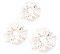 Lot de 3 chouchous élastiques en satin doux pour femme, accessoires de cheveux pour filles et femmes, taille L, M, S (blanc)