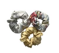 Lot de 3 chouchous en soie for cheveux, largeur 6 cm, grands élastiques for queue cheval, luxe for femmes, gris Doux pour les cheveux contre la casse(Color-18)