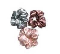 Lot de 3 chouchous en soie for cheveux, largeur 6 cm, grands élastiques for queue de cheval, élastiques de luxe for femmes, gris pour Femme et Fille, pour Raides, Ondulés(Color-11)