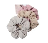 Lot de 3 chouchous en velours côtelé for cheveux, élastiques, queue cheval, couvre-chef Doux pour les cheveux contre la casse(Q color)