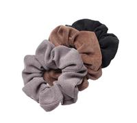 Lot de 3 chouchous en velours côtelé for cheveux, élastiques, queue cheval, couvre-chef Doux pour les cheveux contre la casse(J color)
