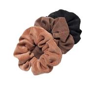 Lot de 3 chouchous en velours côtelé for cheveux, élastiques, queue cheval, couvre-chef Doux pour les cheveux contre la casse(D color)