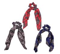 Lot de 3 Chouchous Rétro en Mousseline de Soie Écharpe Élastiques à Cheveux Colorés pour Toutes Occasions Accessoires de Mode