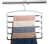 Lot de 3 cintres antidérapants Multi-Couches en Acier Inoxydable pour Rangement de Pantalons, Jeans, Cravates, vêtements (Noir)