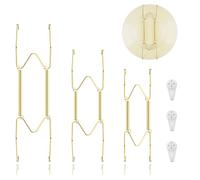 Lot de 3 cintres muraux en acier inoxydable, 15,2 cm, 20,4 cm, 20,4 cm, 25,4 cm, support d'assiette robuste avec 3 crochets muraux, compatibles avec assiettes décoratives antiques et arts artistiques