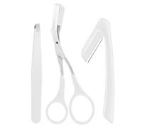 Lot de 3 ciseaux à sourcils - Ciseaux à sourcils en acier inoxydable - Ensemble de pinceaux de rasage avec peigne | Ciseaux de soin des sourcils portables et antidérapants - Outils de coupe pour le