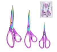 Lot de 3 Ciseaux Polyvalent, Ciseaux pour Travaux Manuels, Ciseaux de Différentes Couleurs et Mesures, Acier Inoxydable, Ciseaux pour la Couture et la Papeterie, (Violet)