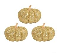 Lot de 3 citrouilles artificielles scintillantes en mousse réaliste avec finition dorée pour Thanksgiving, Halloween, centres de table, plateau à étages, décoration de fête à domicile, bureau, 12 x 17