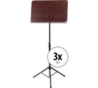Lot de 3 Classic Cantabile Pupitre d'Orchestre Aspect de bois Heavy Bois de Rose G