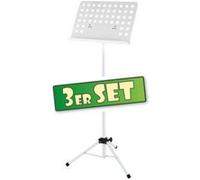 Lot de 3 Classic Cantabile Pupitre d'Orchestre Lourd en Tôle Perforée, Blanc