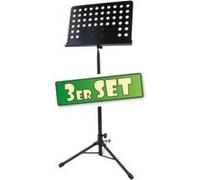 Lot de 3 Classic Cantabile Pupitre d'Orchestre Tôle Perforée Heavy Noir G