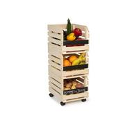 Lot de 3 clayettes en bois empilables pour fruits et légumes
