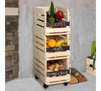 Lot De 3 Clayettes En Bois Empilables Pour Fruits Et Légumes Marron