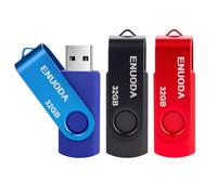 Lot de 3 Clé USB 32 Go ENUODA USB 2.0 Flash Drive Stockage Rotation Disque Mémoire Stick avec Lumière LED(Rouge Noir Bleu)