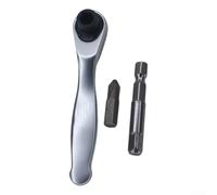 Lot de 3 clés à cliquet à sept dents en acier au chrome vanadium haute dureté avec poignée de style tournevis et adaptateur pour les tâches générales d'entretien de voiture Finition argent Petite