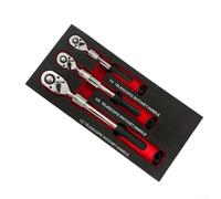 Lot de 3 clés à cliquet réglables avec système de cliquet à 72 dents et support d'entraînement 1/4 3/8 1/2" avec réglage télescopique de la longueur