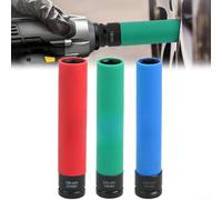 Lot de 3 clés à douille extra longues de 17 à 19 et 21 mm pour démontage de pneus de roue avec manchons de protection