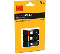 Lot de 3 Clés USB 8Go Classic K102 Series - Clef USB Compatibilité Universelle USB 2.0 - USB Key 54x12x6mm - Vitesse de Lecture 15MB/s Max - Vitesse d'Écriture 5MB/s Max - Noir et Rouge