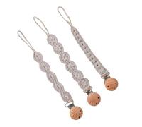 Lot de 3 clips pour tétine pour bébé - Porte-chaîne pour bébé - Nouveau-nés - Clip de dentition tissé