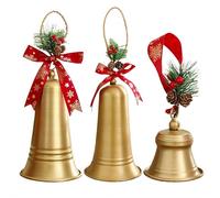 Lot de 3 cloches de Noël décoratives vintage géantes avec corde de suspension en forme de pomme de pin, décoration de Noël faite à la main pour couronnes de Noël, mariages, décoration de fête à la